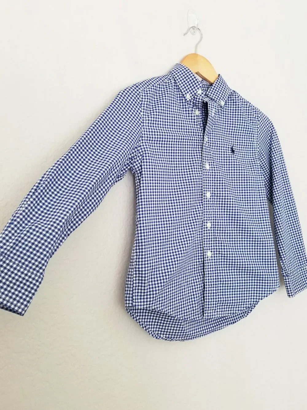 Polo Ralph Lauren Boys S/8 Gingham Cotton Poplin Button Down Shirt Top Pony $60